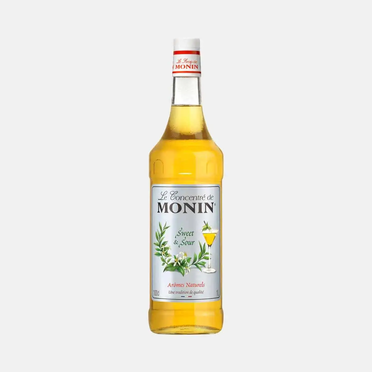 Monin Sweet and Sour Concentrate 1 Liter Glass Bottle
