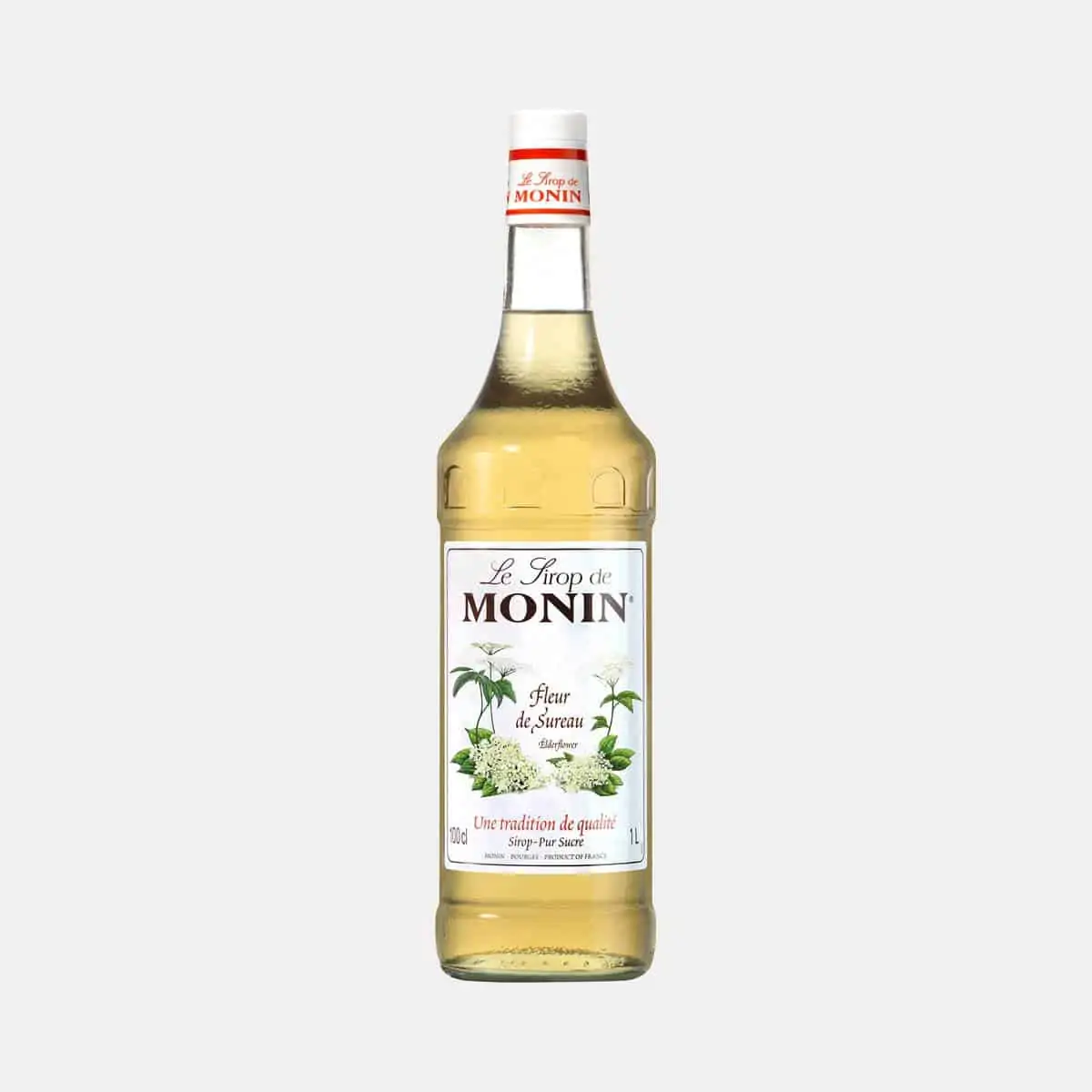 Monin Elderflower Syrup 1 Liter Glass Bottle